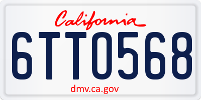 CA license plate 6TTO568
