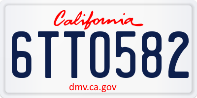 CA license plate 6TTO582