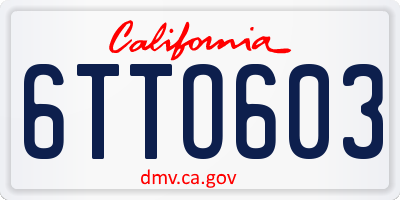 CA license plate 6TTO603