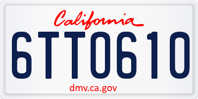 CA license plate 6TTO610