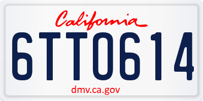 CA license plate 6TTO614