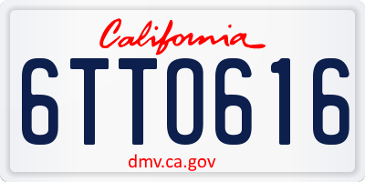 CA license plate 6TTO616