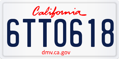 CA license plate 6TTO618