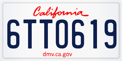 CA license plate 6TTO619