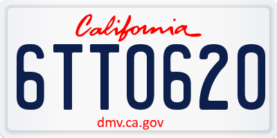 CA license plate 6TTO620