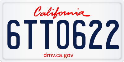 CA license plate 6TTO622