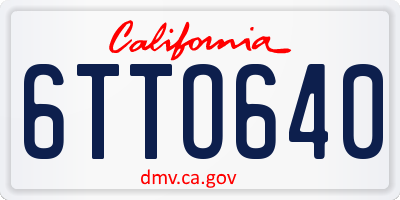CA license plate 6TTO640
