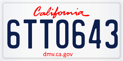 CA license plate 6TTO643