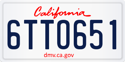 CA license plate 6TTO651