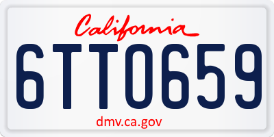 CA license plate 6TTO659