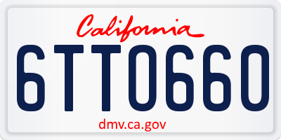 CA license plate 6TTO660