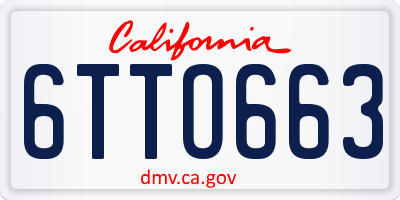 CA license plate 6TTO663