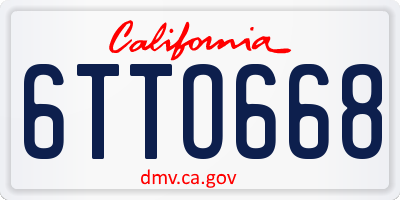 CA license plate 6TTO668