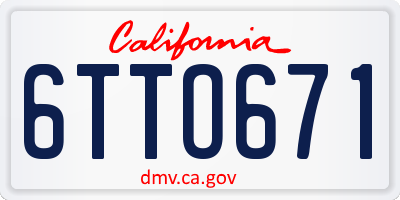 CA license plate 6TTO671