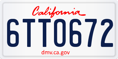 CA license plate 6TTO672