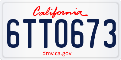 CA license plate 6TTO673