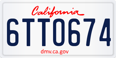 CA license plate 6TTO674