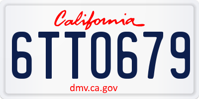 CA license plate 6TTO679