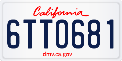 CA license plate 6TTO681