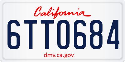 CA license plate 6TTO684