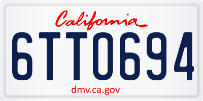CA license plate 6TTO694