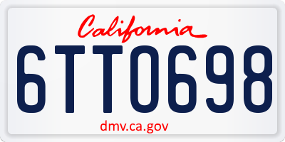 CA license plate 6TTO698
