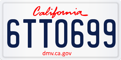 CA license plate 6TTO699