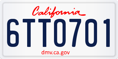 CA license plate 6TTO701