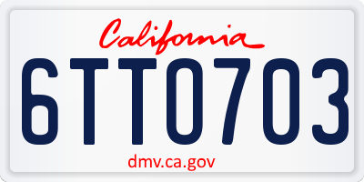 CA license plate 6TTO703