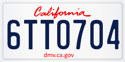 CA license plate 6TTO704