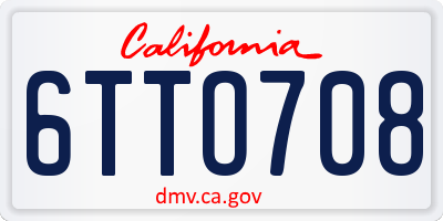 CA license plate 6TTO708