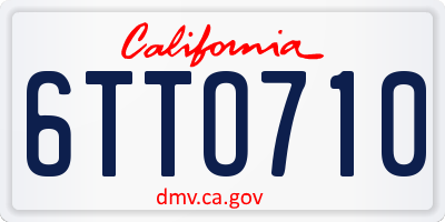 CA license plate 6TTO710