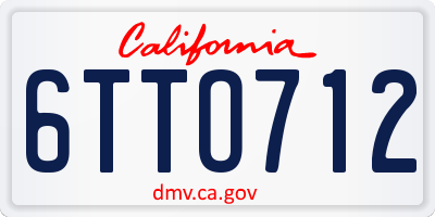 CA license plate 6TTO712