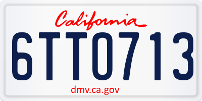 CA license plate 6TTO713