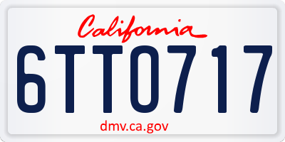 CA license plate 6TTO717