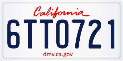 CA license plate 6TTO721