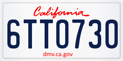 CA license plate 6TTO730