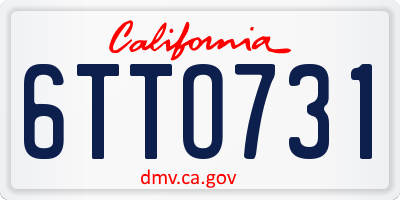 CA license plate 6TTO731