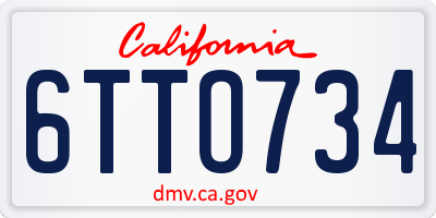 CA license plate 6TTO734