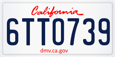 CA license plate 6TTO739