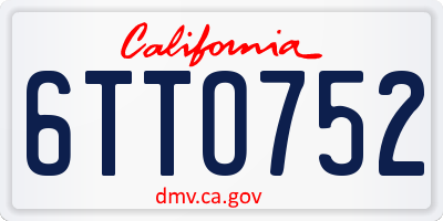 CA license plate 6TTO752