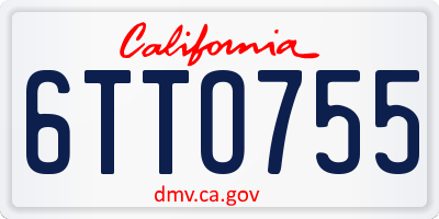 CA license plate 6TTO755