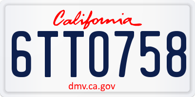 CA license plate 6TTO758