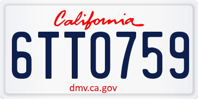 CA license plate 6TTO759