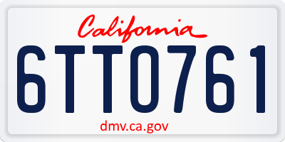 CA license plate 6TTO761
