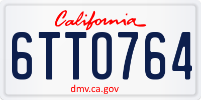 CA license plate 6TTO764