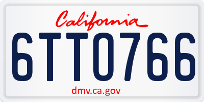 CA license plate 6TTO766