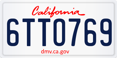 CA license plate 6TTO769