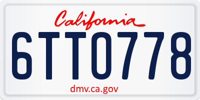 CA license plate 6TTO778