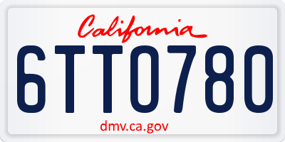 CA license plate 6TTO780